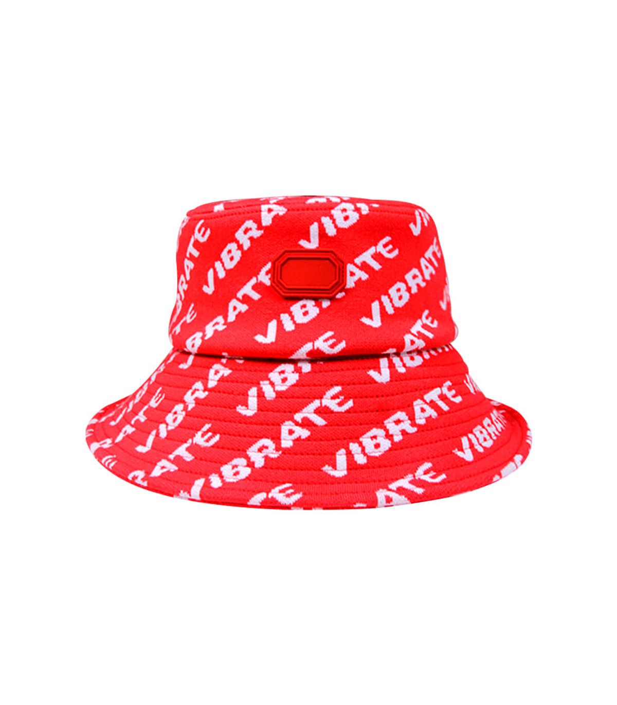 바이브레이트(VIBRATE) VIBRATE JAQUARD RUBBER LABEL BUCKET HAT (RED)