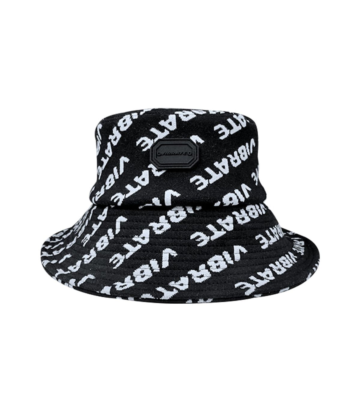 바이브레이트(VIBRATE) VIBRATE JAQUARD RUBBER LABEL BUCKET HAT (BLACK)