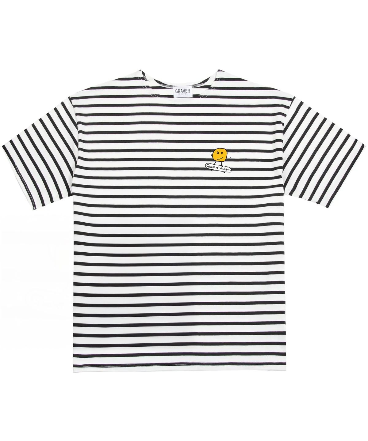 그레이버(GRAVER) [UNISEX]도트보드 드로잉 스트라이프 반팔티_블랙