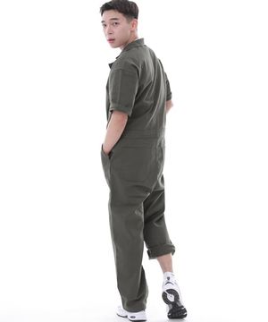 오버라운드 퍼티그 반팔 점프슈트 OF-501S 카키