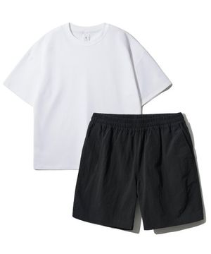 [SET] 에디 오버핏 반팔티셔츠 KJST2189 + 코스모 밴딩 숏팬츠 JMSP2332