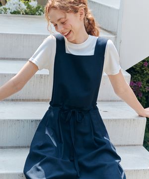 린넨 오버롤 / 네이비