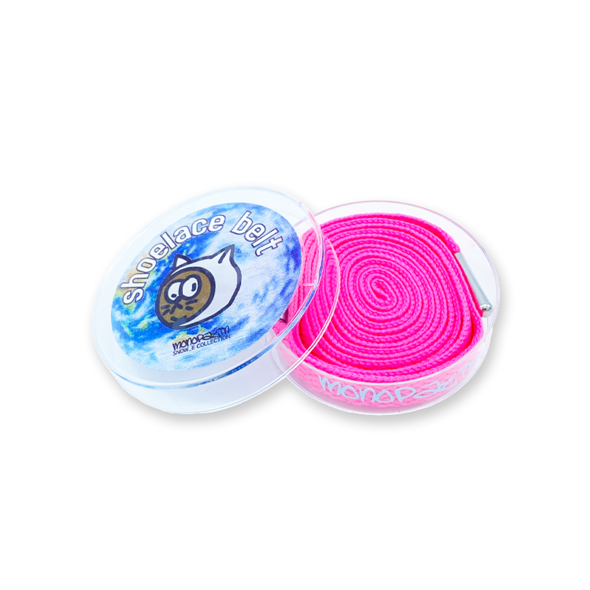모노파틴(MONOPATIN) night light shoelace belt - safety pink / reflective skyblue