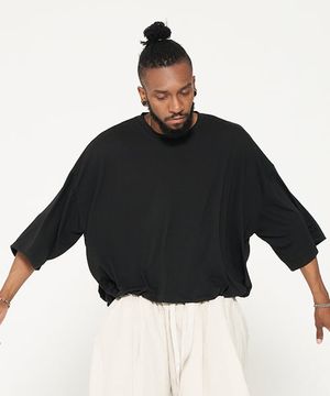 실키 7부 박스티 블랙