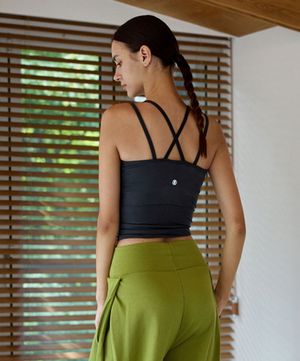 여성 요가복 DEVI-TS0024-에쉬그레이 필라테스 엣지크롭 슬리브리스 나시