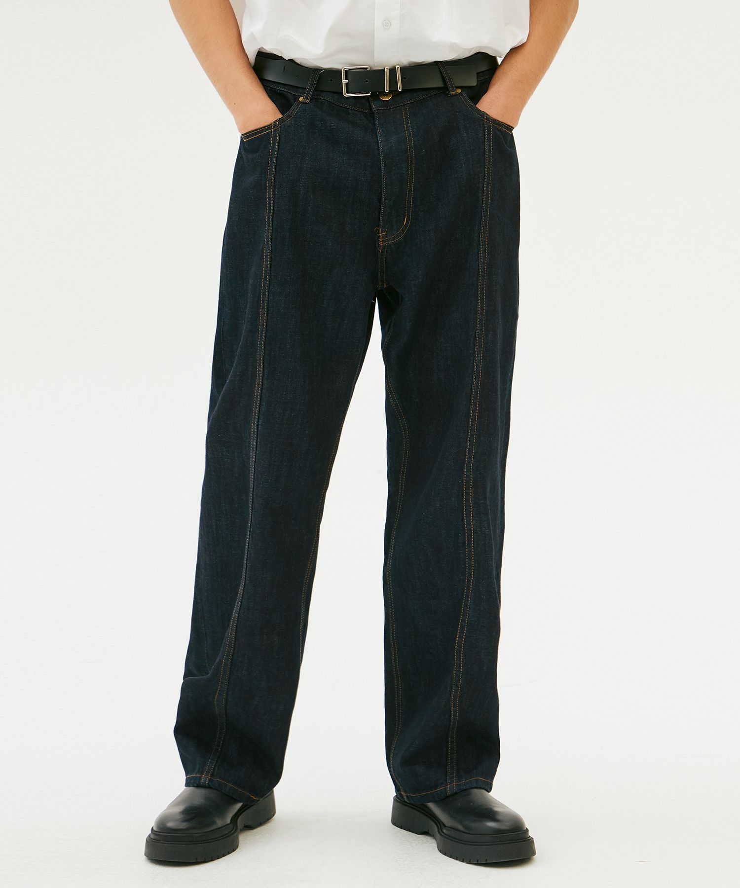 ★TRILLION★ Washed Stitch Denim Pants INDIGO TRSDPT01IDG MUSINSA | TRILLION WASHED STITCH DENIM PANTS_INDIGO