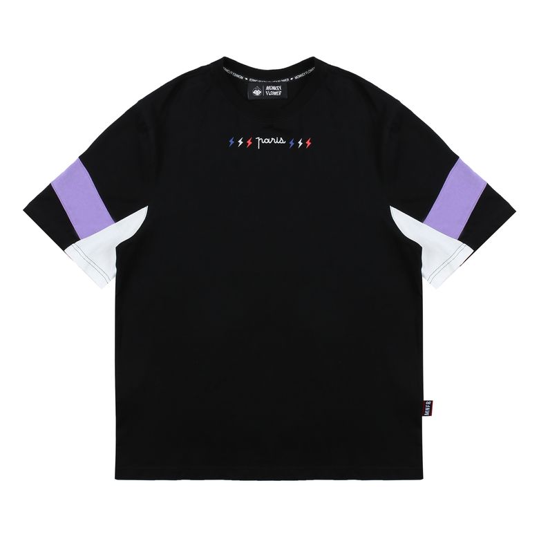 공용  블럭배색소매 레귤러핏 반팔티셔츠/MM1WTS01U BLACK