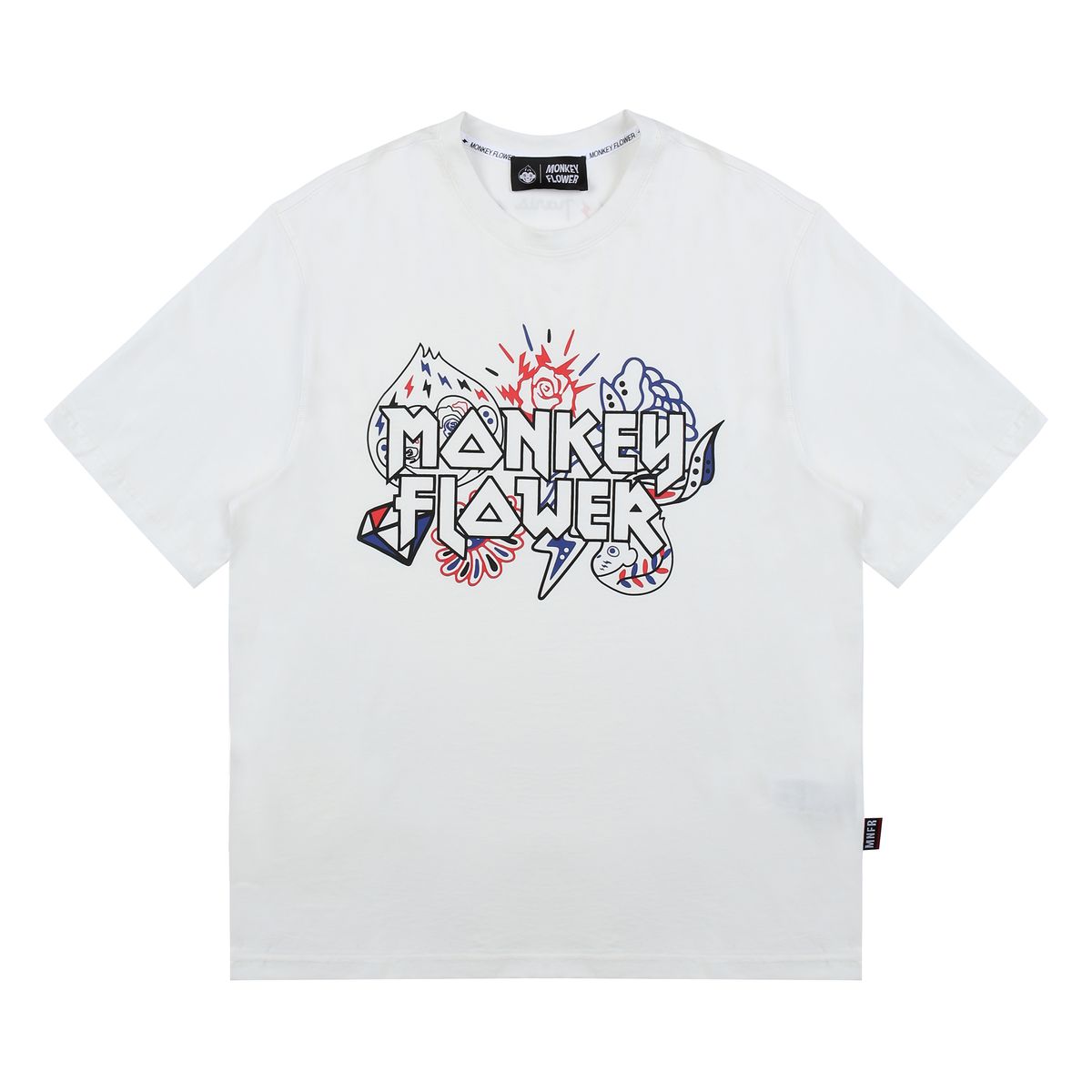 몽키플라워(Monkey Flower) 공용 판타지그래픽 레귤러핏 반팔티셔츠/MM1WTS05U WHITE