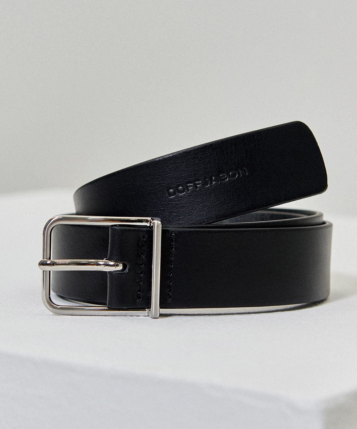 ●DOFFJASON● Plate Square Hard Leather Belt DJ22SSCBT002BLK MUSINSA | DOFFJASON Simple Square Hard Leather Belt
