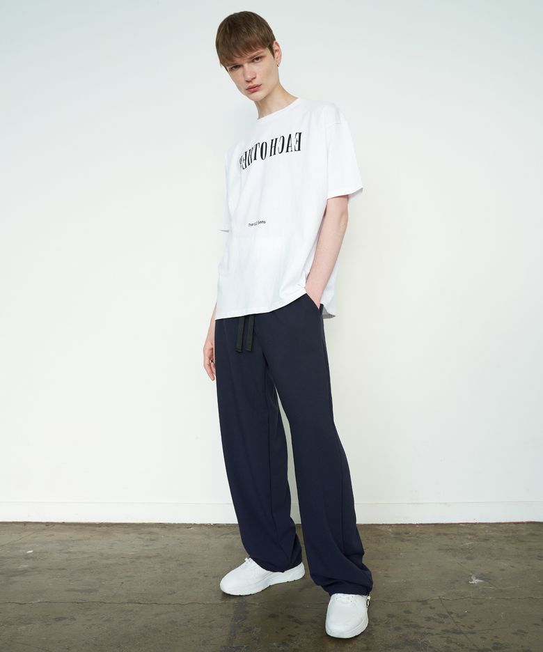 라운지 스트링 크레이프 팬츠_NAVY
