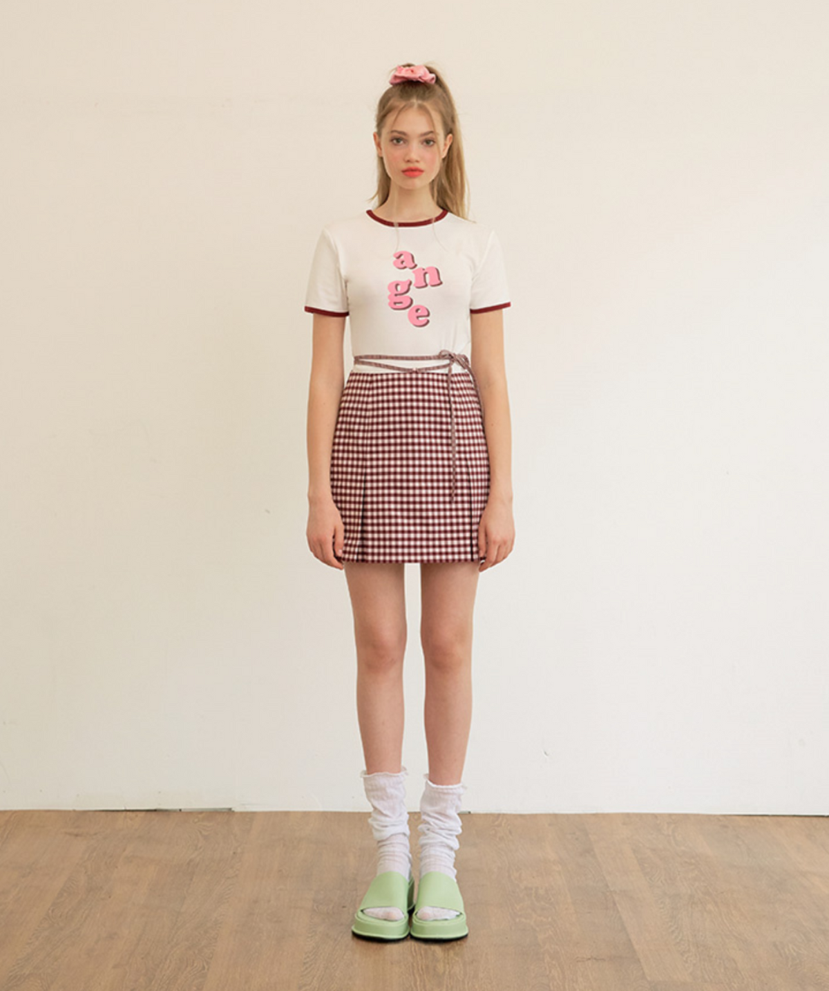마가린핑거스(MARGARIN FINGERS) check self string skirt