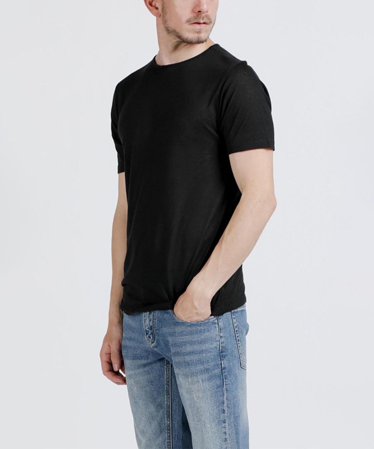 빠니깔레(PANICALE) 리넨 블렌드 라운드넥 반팔 티셔츠 4 COLOR