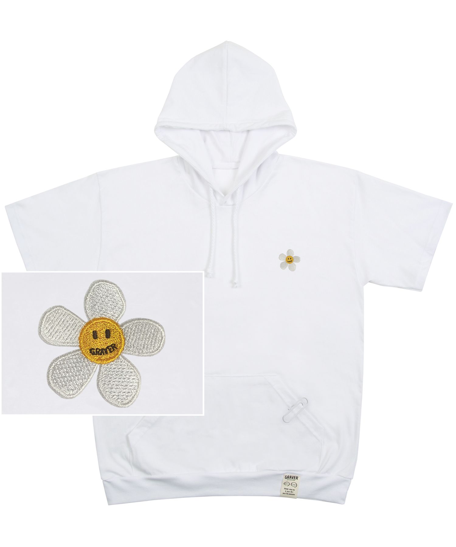 【GRAVER】Flower Dot Embroidery White Clip Sweatshirt MUSINSA | GRAVER [UNISEX] FLOWER DOT EMBROIDERED HOODIE CLIP