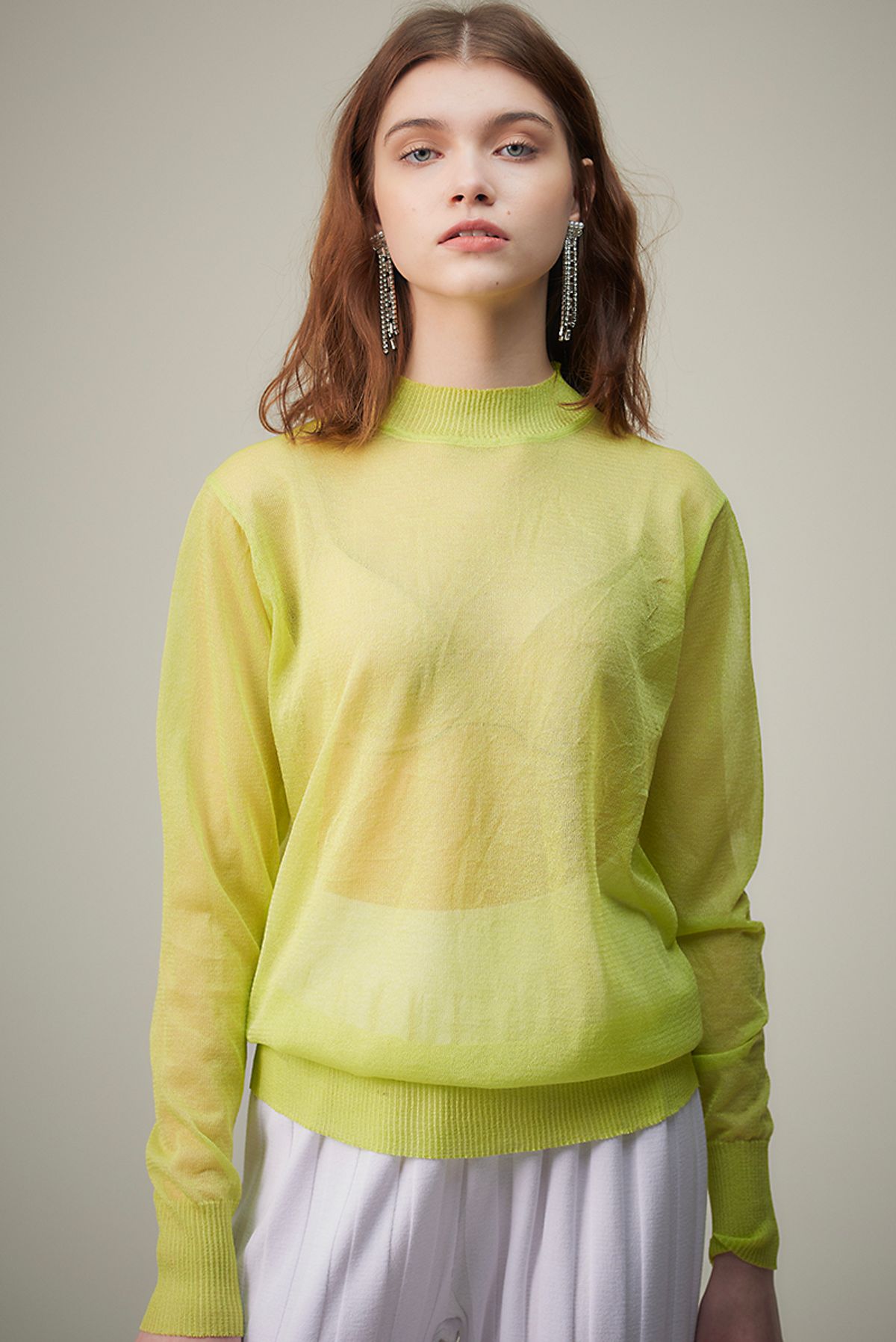 로희어패럴(ROHEE APPAREL) 시스루 풀오버 / 형광연두