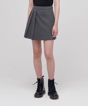 우먼즈 하프 플리츠 미니 스커트 [미디엄 그레이]