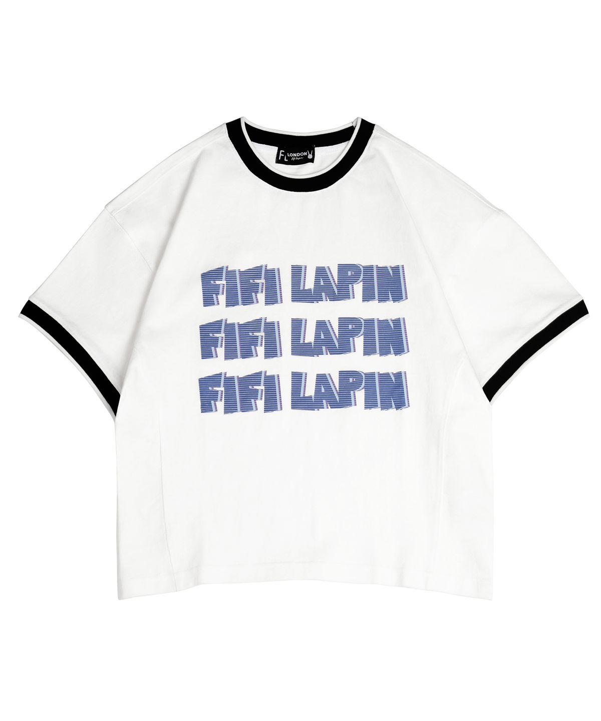 피피라핀(FIFI LAPIN) 니트 시보리 디테일 반팔 티셔츠/FS8WTS03F WHITE BLACK