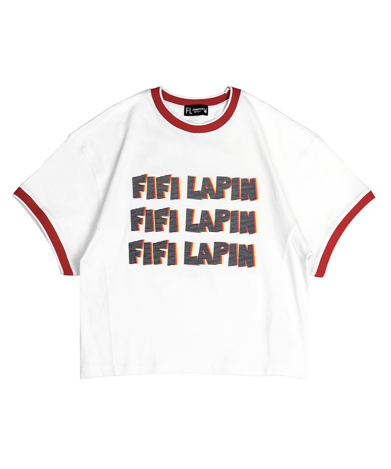 니트 시보리 디테일 반팔 티셔츠/FS8WTS03F WHITE RED