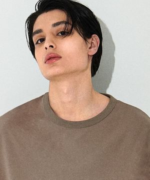 21S5M039 사이드라인 빅 라벨 오버핏 티셔츠 (탄베이지)