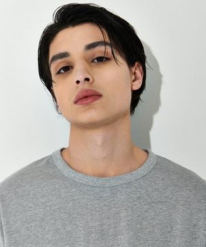 21S5M035 사이드라인 빅 라벨 오버핏 티셔츠 (멜란지)