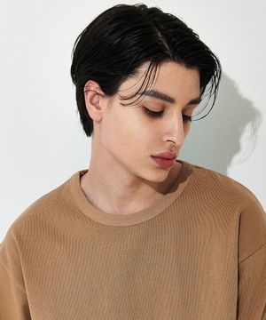 21S5M021 스티치로고 백 엠브로이더리 세미 오버핏  반팔 티셔츠 (베이지)