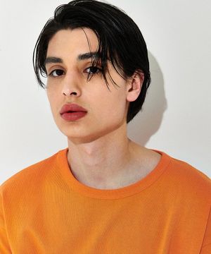 21S5M020 스티치로고 백 엠브로이더리 세미 오버핏 반팔 티셔츠 (오렌지)