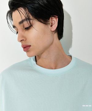 21S5M012 프론트 스티치 엠브로이더리 세미 오버핏 반팔 티셔츠 (민트)