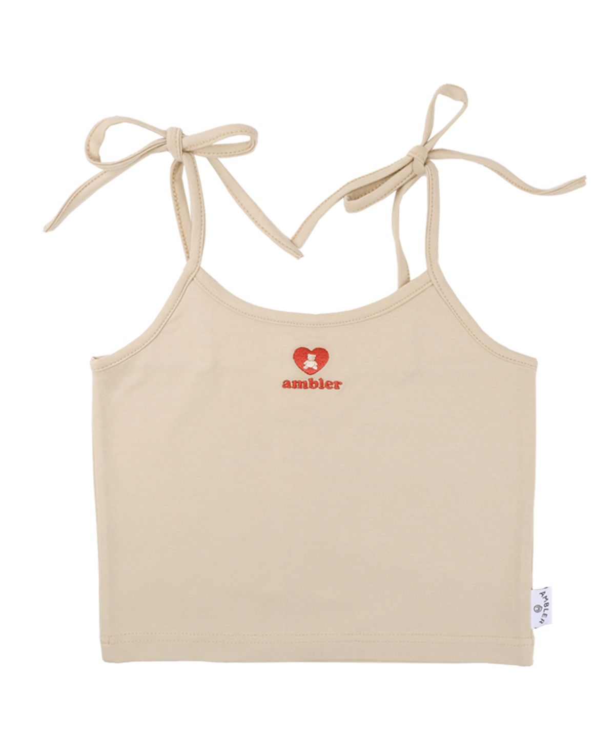 엠블러(AMBLER) Love bear 리본 슬리브리스 탑 AN101 (beige)