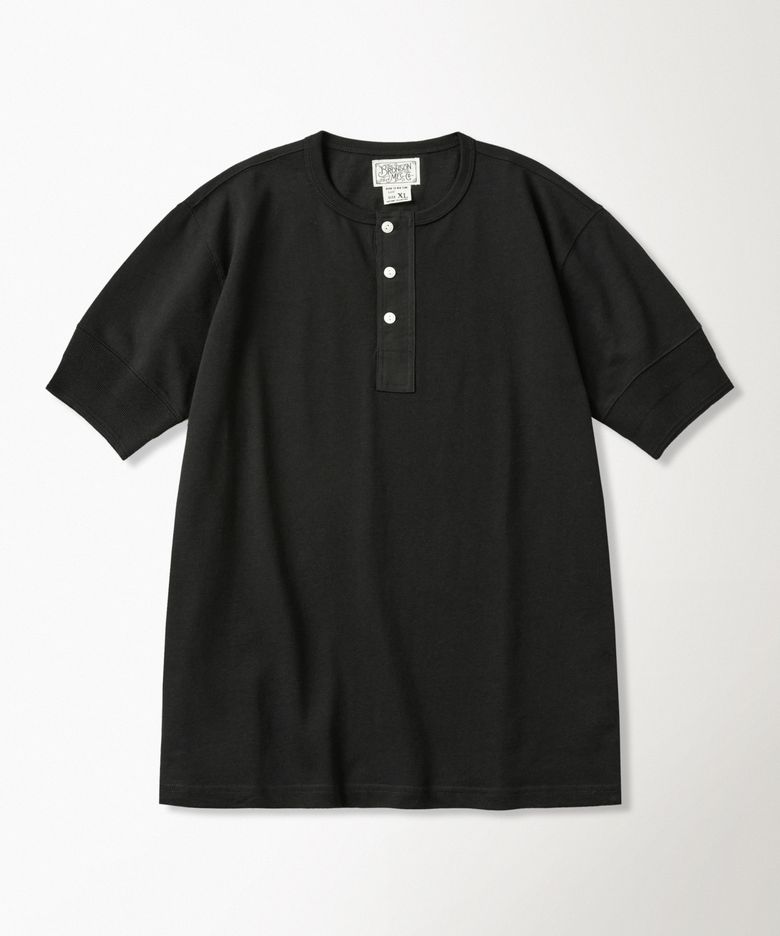 Vintage Short Sleeve Henley Tee Black