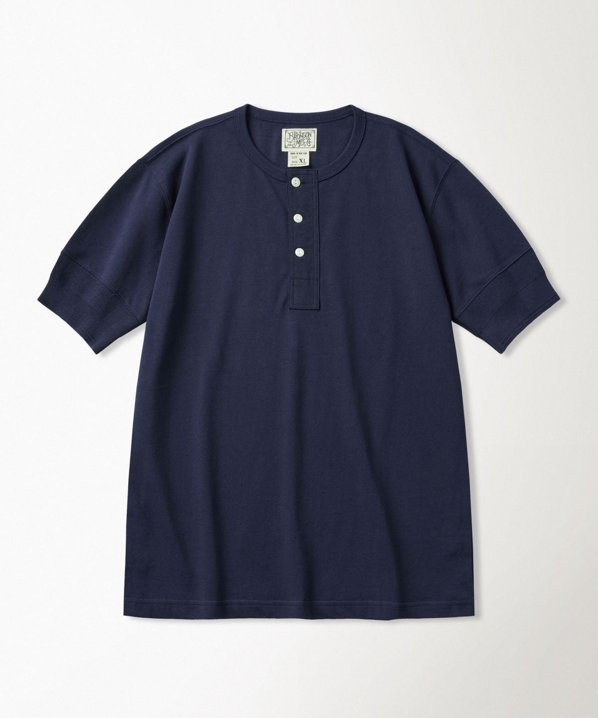 브론슨(BRONSON) Vintage Short Sleeve Henley Tee Navy