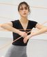 여성 요가복 DEVI-T0058-블랙 필라테스 티랩 브이 크롭티