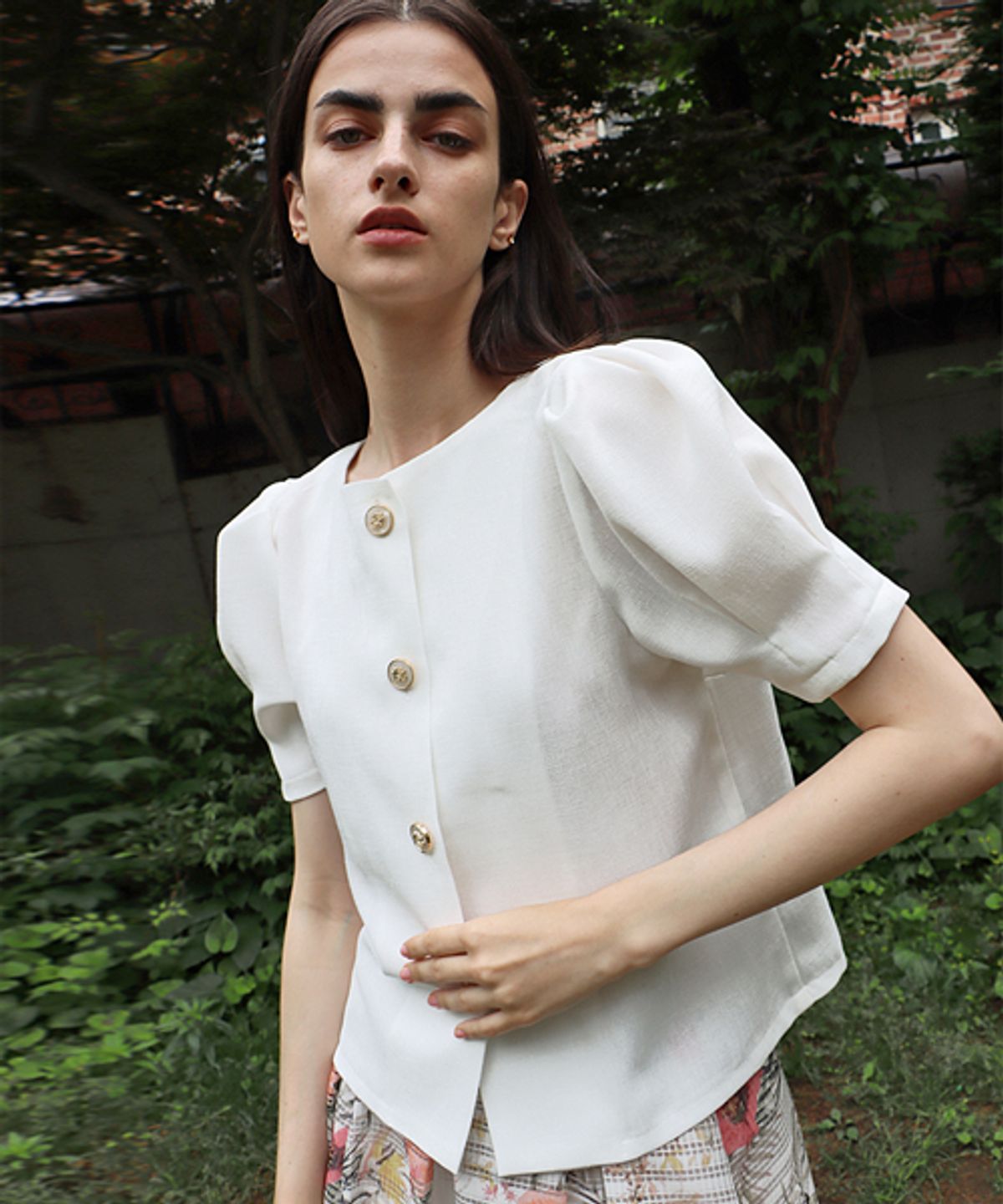 데미지니모닉(DAMAGE MNEMONIC) 리버시블 린넨 화이트 블라우스_ Reversal Linen White BL