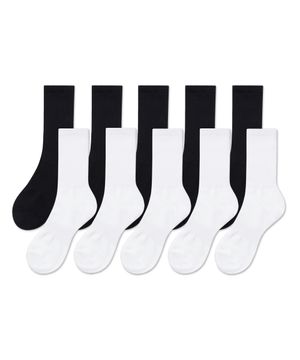 라이트웨이트 크루 삭스 10팩 [화이트/블랙]