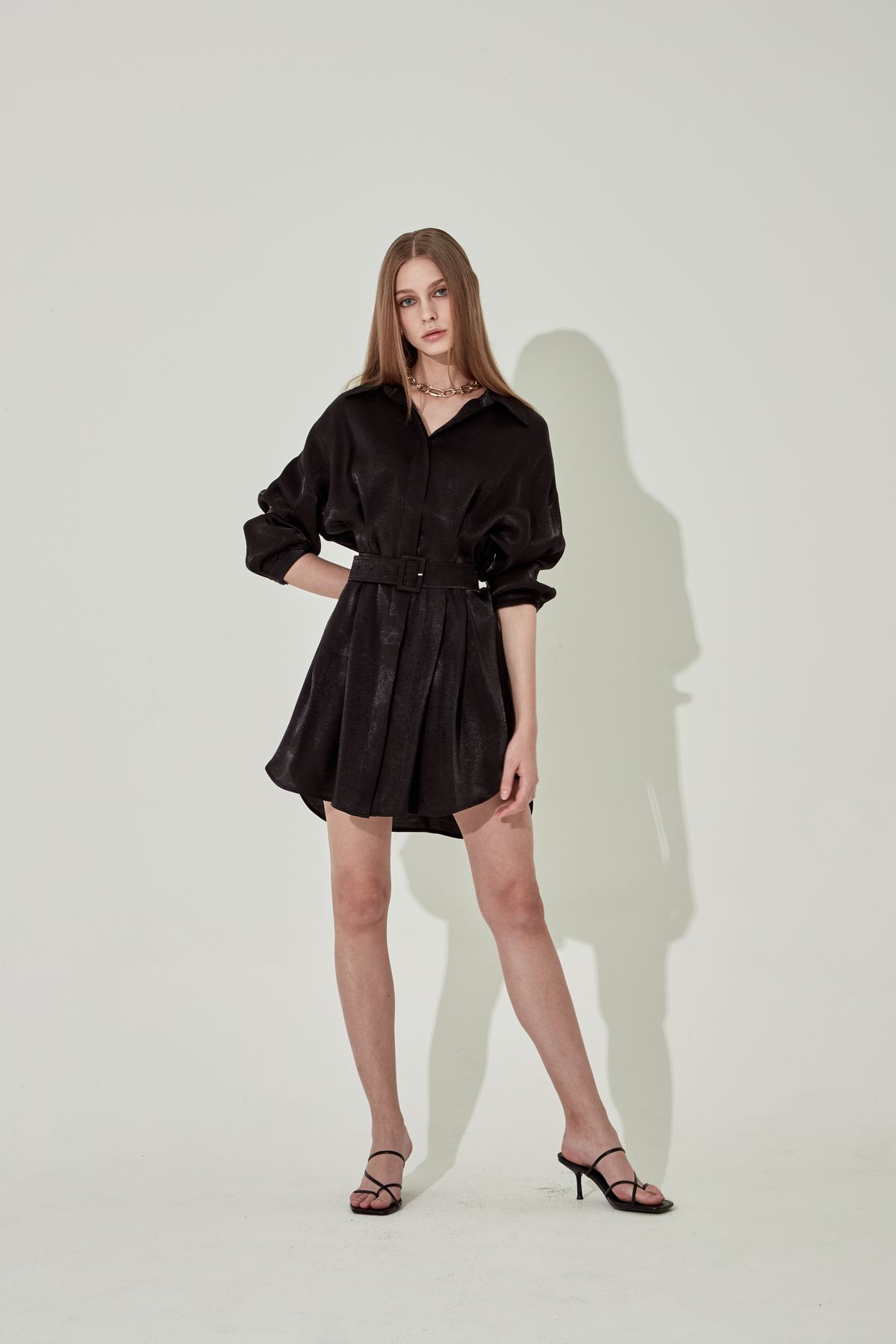 채뉴욕(CHAENEWYORK) The Boss Long Silk Dress [Black]