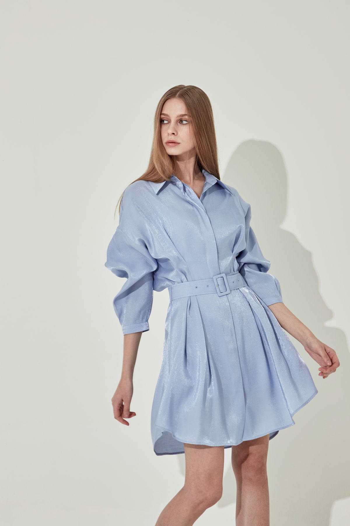 채뉴욕(CHAENEWYORK) The Boss Long Silk Dress [Blue]