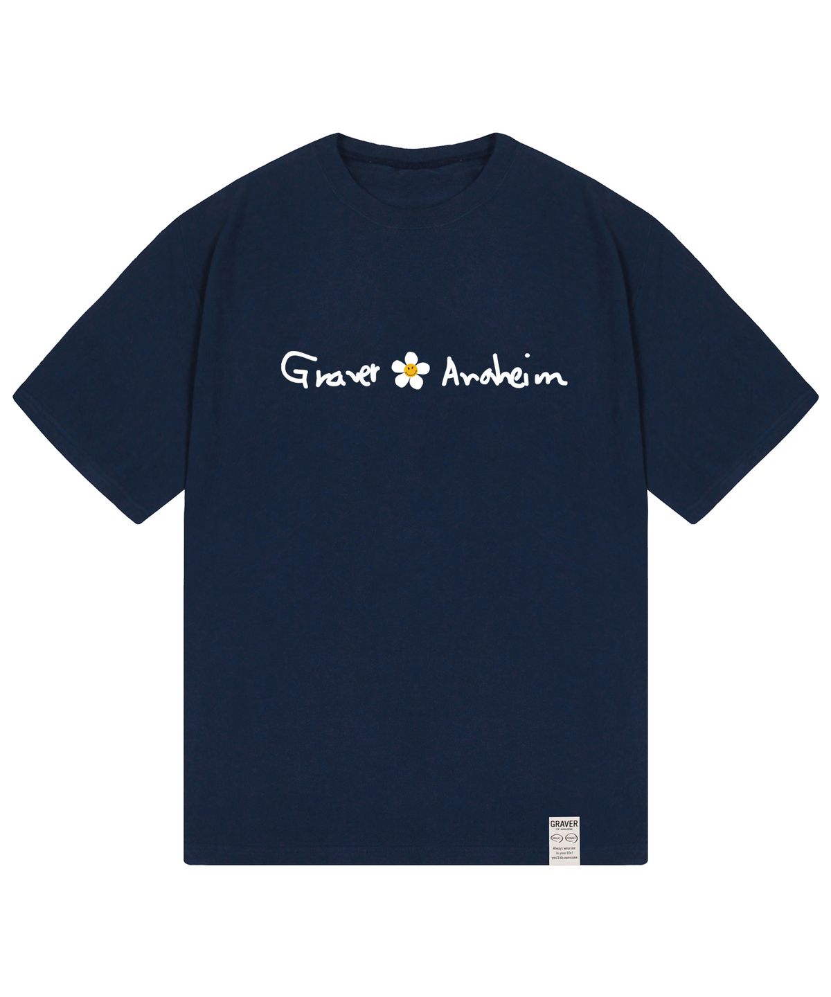 그레이버(GRAVER) [UNISEX]플라워스마일 로고 반팔티_네이비