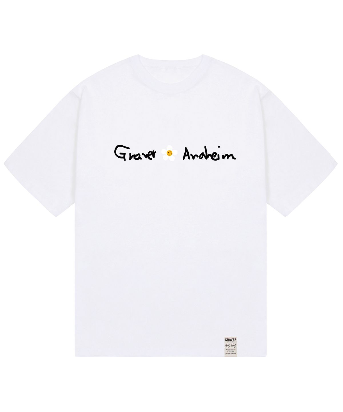 그레이버(GRAVER) [UNISEX]플라워스마일 로고 반팔티_화이트