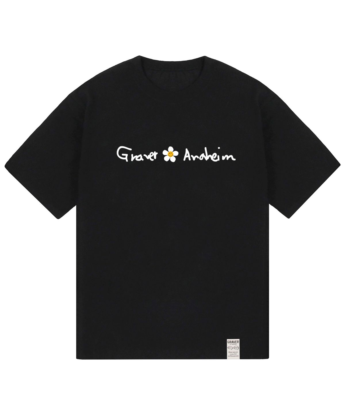 그레이버(GRAVER) [UNISEX]플라워스마일 로고 반팔티_블랙