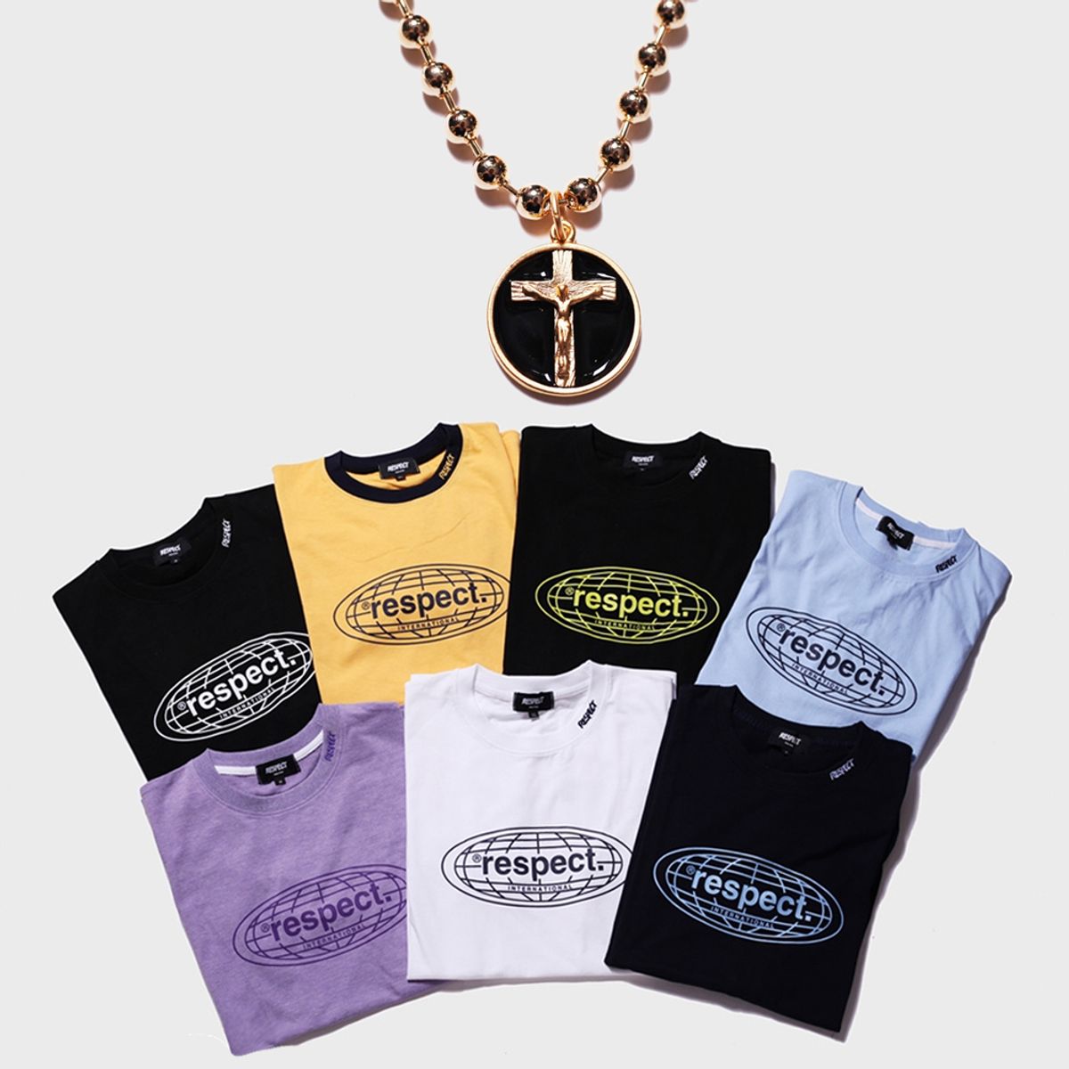 리스펙트(RESPECT) [패키지] front logo tee + necklace (gold)