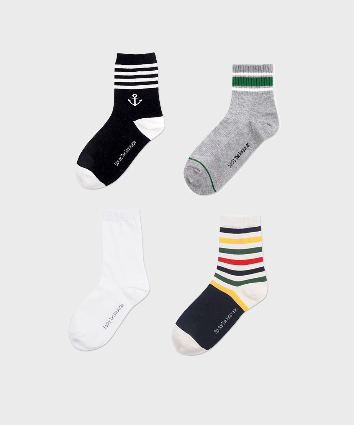 삭스더랭귀지(SOCKS THE LANGUAGE) 마론 중목양말 4종 SET