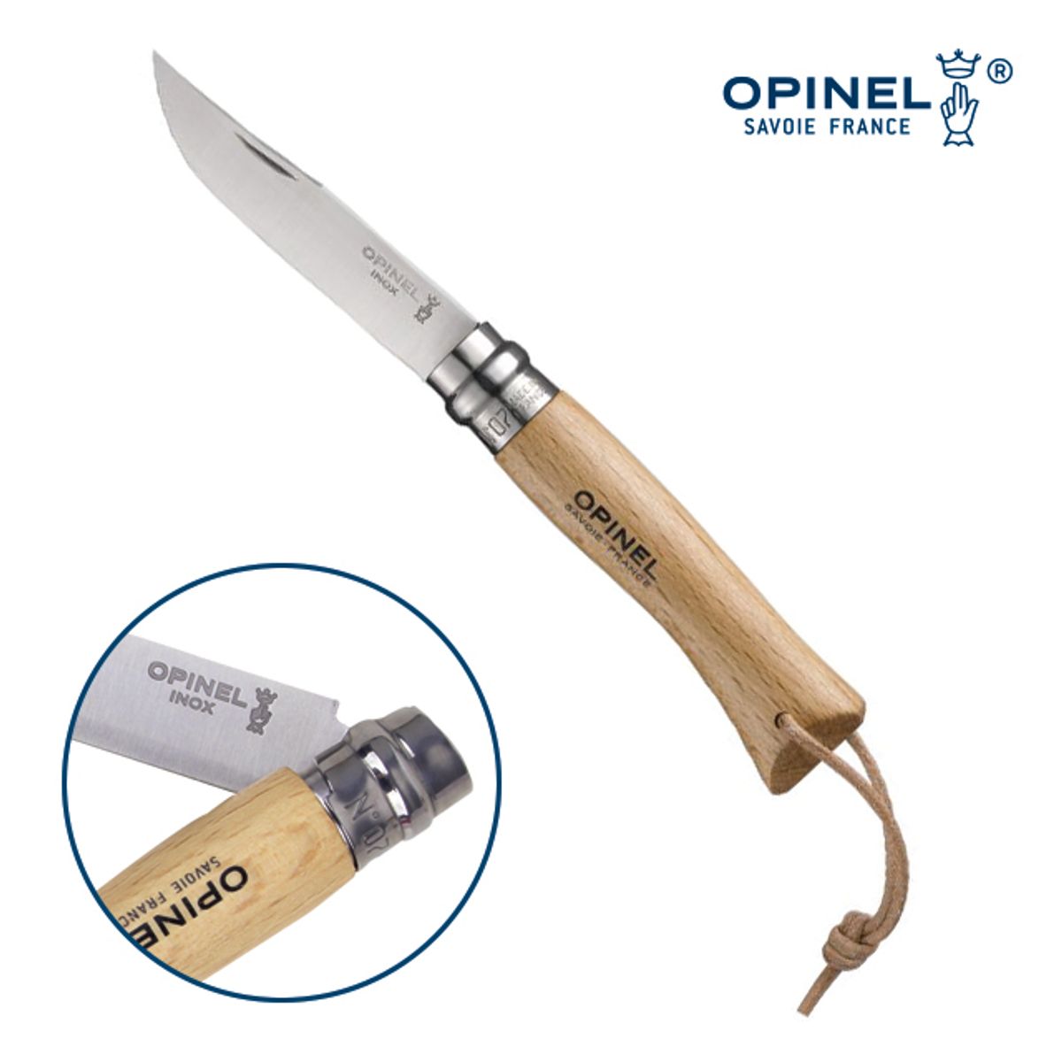 오피넬(OPINEL) OPINEL 프랑스 나이프 클래식 7VRI 너도밤나무 가죽 끈
