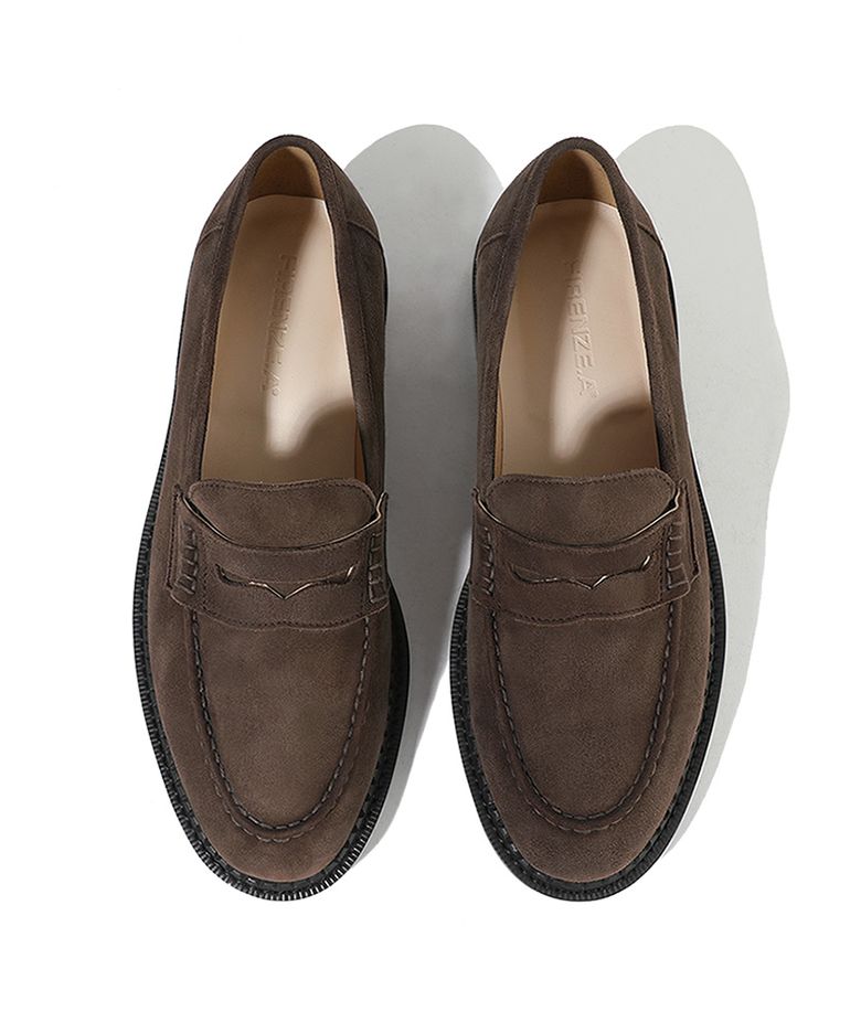 이중웰트 베이직솔 유팁라인 스웨이드 페니로퍼 4031-QS [DARK BROWN]