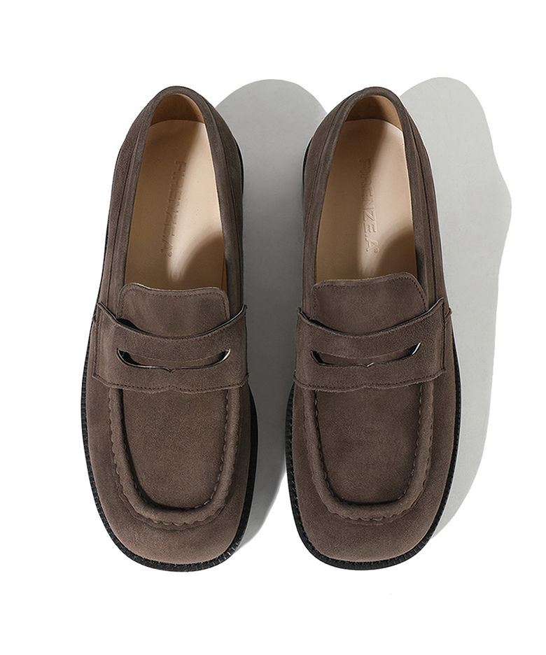 커브라인 스퀘어토 스웨이드 페니로퍼 4060-QS [DARK BROWN]