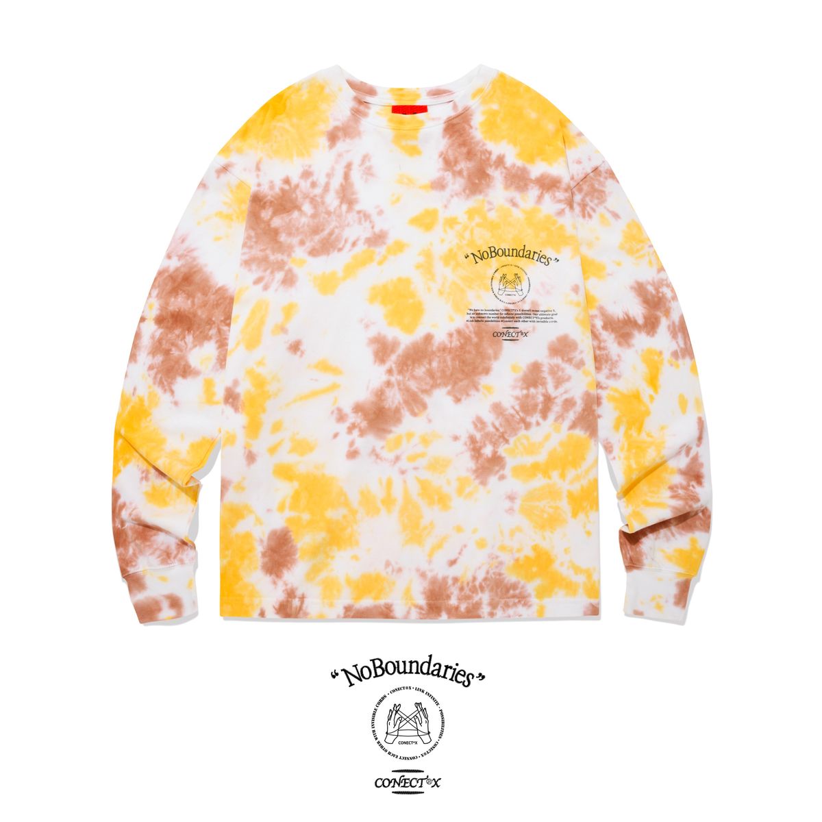 커넥트엑스(CONECTX) No Boundaries Embroidery Printing Tie-dye Long Tee (Orange Chocolate ver.)