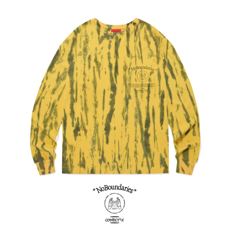 No Boundaries Embroidery Printing Tie-dye Long Tee (Mustard ver.)