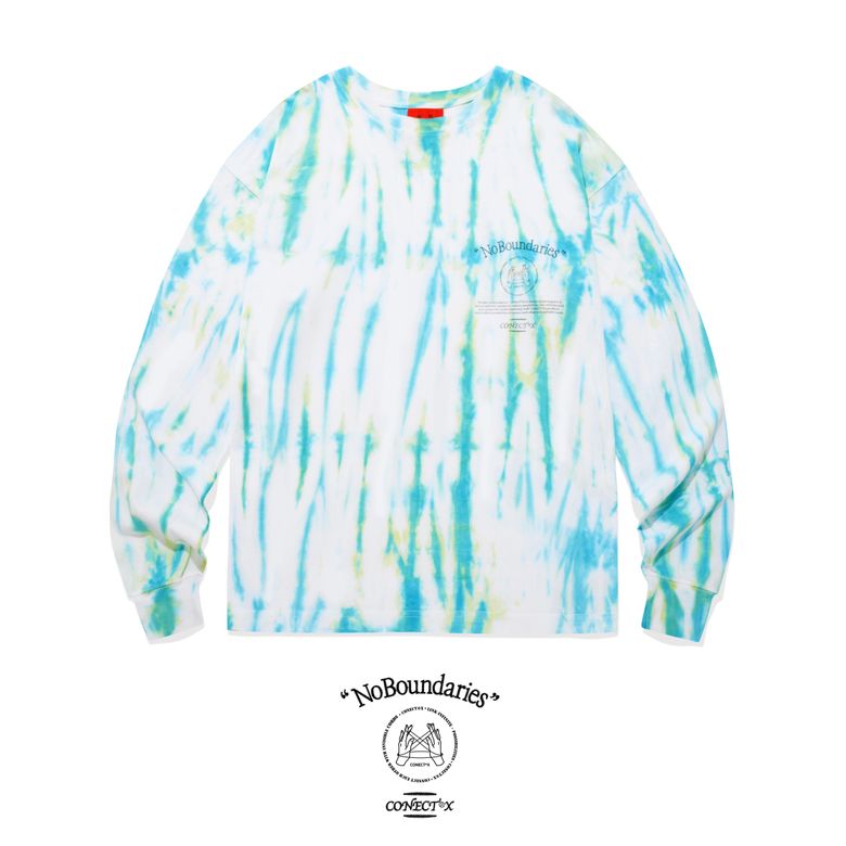 No Boundaries Embroidery Printing Tie-dye Long Tee (Sea Green & Mint ver.)
