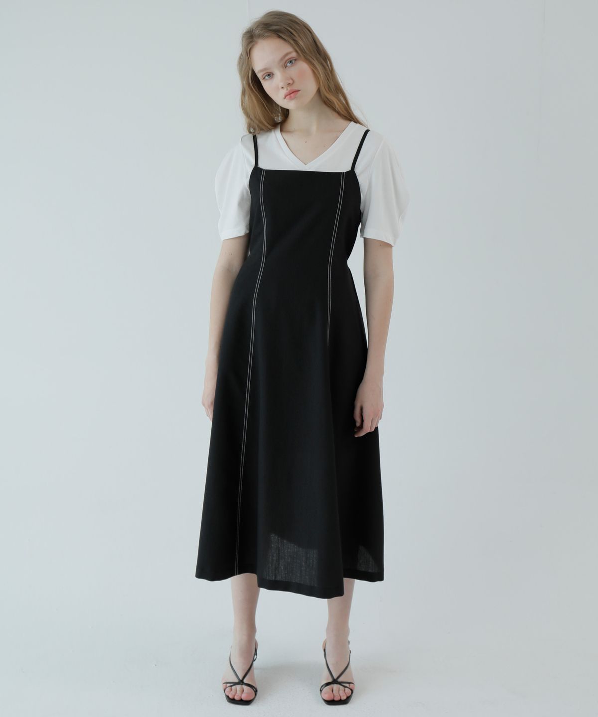 폴앤앨리스(PAUL&ALICE) STITCH CAMISOLE DRESS / BLACK