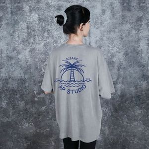 오셔닉 오버핏 가먼트 다이 반팔티셔츠_그레이