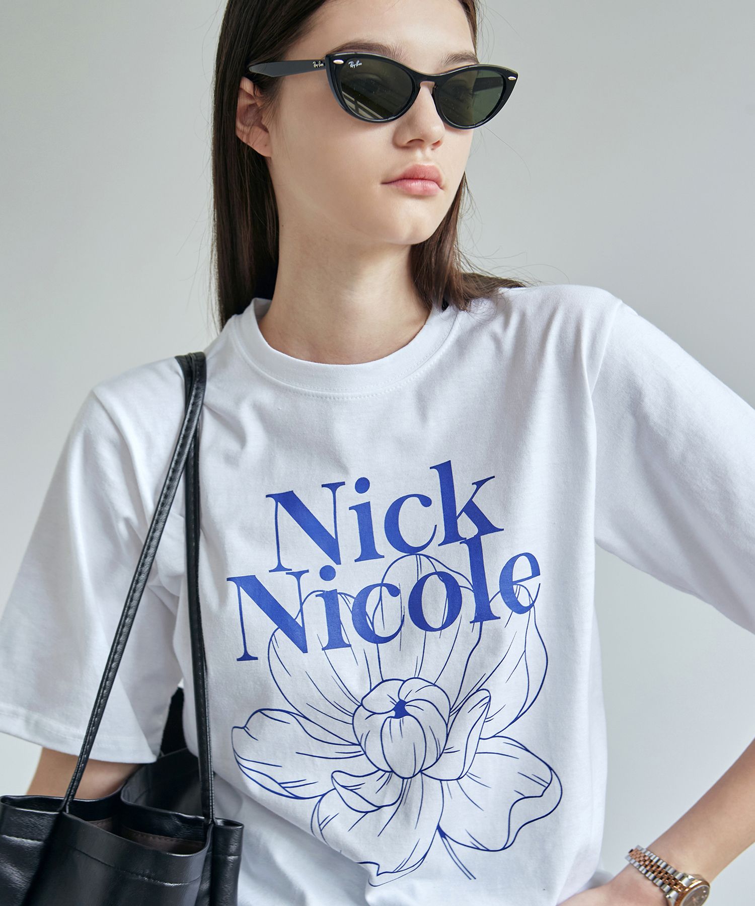 NICK&NICOLE☆FLOWER HALF TEE MUSINSA | NICK&NICOLE NICOLE FLOWER HALF TEE_GREEN