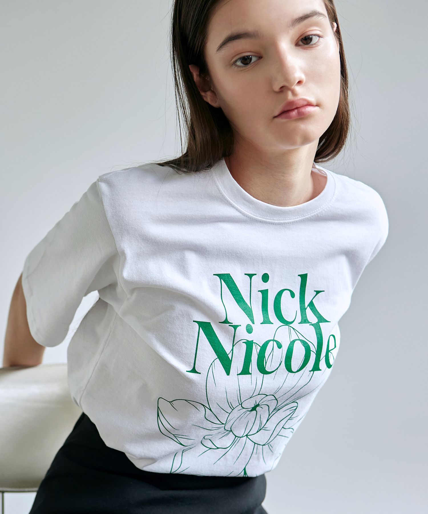 MUSINSA | NICK&NICOLE FLOWER HALF TEE_GREEN