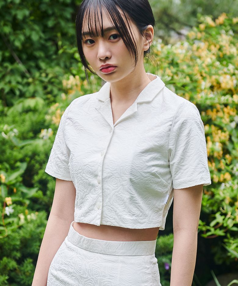 로즈 자카드 크롭 셔츠 [화이트]